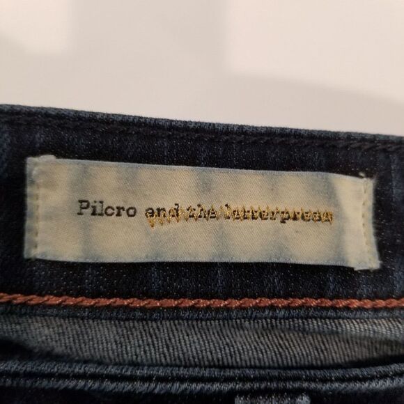 Anthropologie Pilcro Women Flare Leg Jeans Size 27 Navy Blue  Mid Rise - Picture 7 of 10